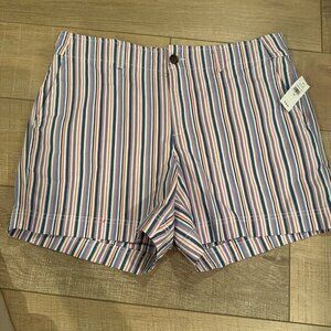 GAP WOMENS STRIPED MID RISE 5" SHORTS NEW STRETCH SIZE 12